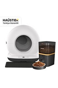 Resim Haustier Akıllı Otomatik Kedi Tuvaleti Akıllı Mama Kabı 2'li Kameralı Set CB002S-QQ005S 