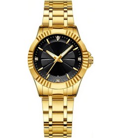 Resim Fosenze Kadınlar İçin Altın Siyah Yüzlü Çiftler Kol Saati - Paslanmaz Çelik Kordon, Nörolojik İmleç, 3atm Su Geçirmez, Kuvars Cam Çok Renkli 