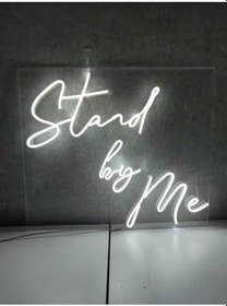 Resim By Me Neon Yazı Tabela Dekoratif Işık Organizasyon Arka Plan Aydınlatma Neon 50x45cm, stand 