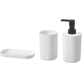 Resim IKEA Storavan Banyo Aksesuar Seti Sıvı Sabunluk Katı Sabunluk Diş Fırçalık 3lü Set 