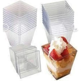 Resim 5cm*6cm Küçük Boy Kristal Plastik Akrilik Prizma Kübik Kase 120CC 25 Adet - Kapaksız 