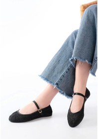 Resim 7432 Siyah Fileli Toka Detaylı Günlük Kadın Babet Siyah 