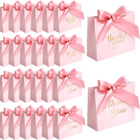 Resim 24 Paket Pembe Teşekkür Hediyelik Çantalar, Düğünler, Doğum Günleri, Gelin Duşları, Bebek Duşları, Mezuniyet Etkinlikleri İçin Mükemmel. Mini 11.43X4.57X9.91 cm Kağıt Çantalar 