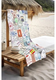 Resim Dijital Baskı Plaj Deniz Havlusu Posta Pulu Desenli Peştamal Hvl0081 Renkli 