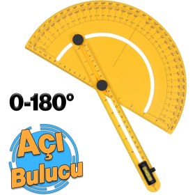 Resim Badem10 Plastik Açı Bulucu Gönye 0-180° Derinlik Kare Köşe Cetvel Ölçme Kaynakçı Mimar Marangoz Çizim 