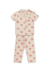 Resim Civil Girls Fiyonk Desenli 6-9 Yaş Pijama Takımı - Fil Dişi 