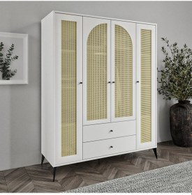Resim Merlin Mobilya Diamond 4 Hazeran Kapaklı 2 Çekmeceli Beyaz Dolap 