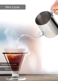 Resim Mini Cezve Paslanmaz Kahve Demliği İndüksiyon Uyumlu Çelik Cezve 350 Ml Metalik Gri 