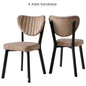 Resim Kaffahome Nais Serisi Modern , Metal İskelet Ergonomik Yemek Odası Ve Mutfak Sandalyesi - Babyface Kumaş 4 Adet Cappucino Cappuccino 