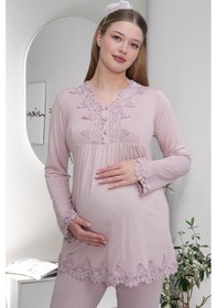 Resim Mecit Pijama Mecit 1501 Gül Kurusu Hamile Lohusa Pijama Takımı 