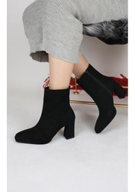 Resim Paris Siyah Süet Klasik Topuklu Bot-siyah Siyah 