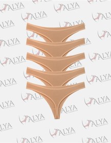 Resim Alya Underwear Kadın Külot Pamuklu String - 5 Adet Siyah Tanga S, M, L, Xl Ten 