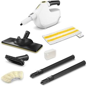 Resim Kärcher SC 1 Multi & Up buharlı temizleyici, ısınma süresi: 30 s, yüzey performansı: yakl. 30 m², Tank: 0,2 l, Ağırlık: 1,6 kg, zemin başlığı EasyFix Large, 1 mikrofiber zemin bezi Large, kireç çözücü 