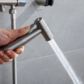 Resim Kompakt Paslanmaz Çelik El Bideti Püskürtücü Tabancası Tutucu - Duvara Monte, Kendi Kendine Temizleyen, Elektrik Gerektirmez, Hortum ve Kurulum Donanımı Dahil, Banyo Aksesuarı|Modern Bidet Püskürtücü|Dayanıklı İnşaat 