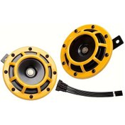 Resim Meridiangoods Yellow Allrey Araba Kornası 12v Yüksek Sesli Metal İkiz Kornası Seti 