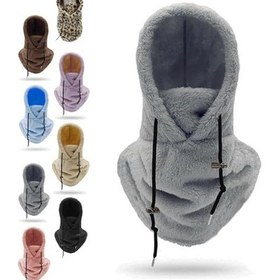 Resim Sherpa Hood, Sherpa Hood Kayak Maskesi, Kış Dış Mekanı Sherpa Hooded Spor Rüzgar Geçirmez Maskesi Kask Balaclava Siyah Siyah 