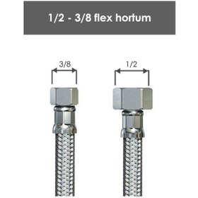 Resim Sarıbey 3-8 - 1-2 Flex Bağlantı 50 Cm paslanmaz Yerli Ürün 