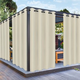 Resim Veranda için Dış Mekan Perdeleri, Kiosklar ve Ön Verandalar için Güneş Engelleyici Mahremiyet Perdesi, 132cm x 213cm, 1 Panel, Bej 
