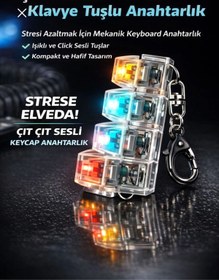 Resim fatwell Işıklı Klavye-Stres Giderici Anahtarlık-ŞEFFAF/MAVİ 