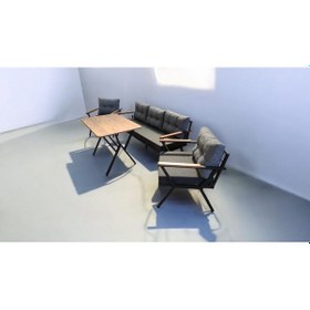Resim Pi Locca Bahçe Balkon Mobilyası Antrasit Gri 3+1+1 Perla Çam Masa Antrasit - Gri 