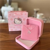 Resim 1 adet Hello Kitty Minimalist Kolye, Basit Bir Çift Stil Kolye, Hem Erkekler Hem de Kadınlar için Uygun, Kitty Cat'in Karikatür Dekorasyonuna Sahip Bir Köprücük Kemiği Kolye. 