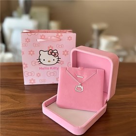 Resim 1 adet Hello Kitty Minimalist Kolye, Basit Bir Çift Stil Kolye, Hem Erkekler Hem de Kadınlar için Uygun, Kitty Cat'in Karikatür Dekorasyonuna Sahip Bir Köprücük Kemiği Kolye. 