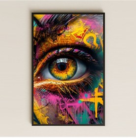 Resim Graffiti Temalı Renkli Göz Tasarımlı Şeffaf Pleksi Tablo 