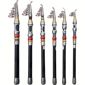 Resim Taşınabilir Teleskopik Balıkçılık Kamışı - Karbon Fiber, Ayarlanabilir 1.8M-3.6m/5.91Ft-11.81ft, Uzun Mesafe Atışları için Dayanıklı & Hafif, Kıyı, Resifler ve Geziler için İdeal 