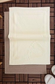 Resim Leoline%100 Pamuk Premium 2'li Ayak Havlusu - Kahve - Bej 