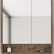 Resim Bonitobagno Alberi Navaro Aynalı 80 cm Banyo Dolabı Üst Modül Ceviz 
