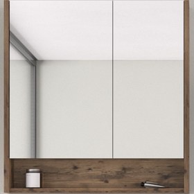 Resim Bonitobagno Alberi Navaro Aynalı 80 cm Banyo Dolabı Üst Modül Ceviz 