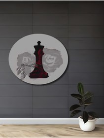 Resim Teona Ahşap Satranç Taşı Gücü Siyah Beyaz Dekoratif Ahşap MDF Dikdörtgen Ev,İşyeri Duvar Tablo 