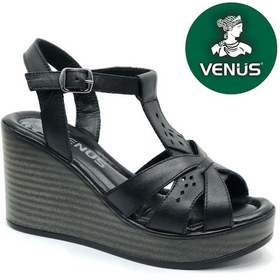 Resim Venüs Upsa Hakiki Deri Comfort Ortopedik Kadın Sandalet Siyah 