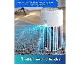 Resim Philips 109 M2 Kapsama Alanlı Wi-Fi Destekli Sessiz Hava Temizleyici Silentwings Teknolojisi Ile Havayı Virüs Toplar Büyük Oda ve Evler Için Akıllı Temizleyici 