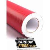Resim Mega Oto Market 3d Karbon Fiber Folyo Hava Kanallı Araç Döşeme Kaplama Folyosu Kırmızı 100 Cm X 1 Metre 8697970631529 