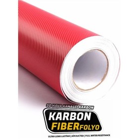 Resim Mega Oto Market 3d Karbon Fiber Folyo Hava Kanallı Araç Döşeme Kaplama Folyosu Kırmızı 100 Cm X 1 Metre 8697970631529 