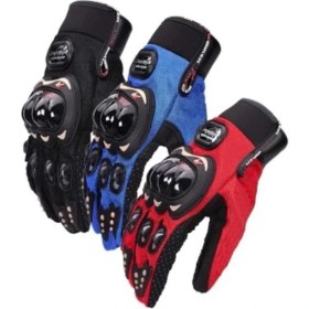 Resim Single Sword Biker Tam Parmak Korumalı ve Nefes Alan Telefon Uyumlu Motosiklet & Bisiklet Eldiveni Pro - Kırmızı 