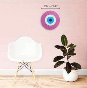 Resim Minimalist Fuşya Nazar Boncuğu El Yapımı Ahşap Büyük Nazarlık 25 