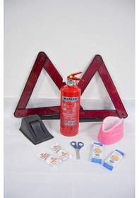 Resim Üçgen Trafik ve İlkyardım Seti Mapeks Yangın Tüpü Takoz Reflektör N11.534 
