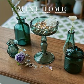 Resim Mini Cam Vazo, Başparmak Vazosu, Koyu Yeşil Retro Dekorasyon, Mini Ev Dekoru Süsleri İçin Uygun, Ofis Masası Mini Aksesuarları, Minyatür Sahne Çekimi Aksesuarları, Retro Tarz Ev Dekorasyonu 