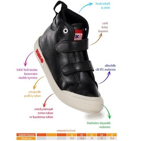 Resim Kiko Kids Garf Günlük Cırtlı Erkek Bebek Bot Ayakkabı Siyah Siyah 