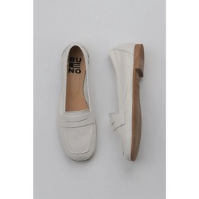 Resim Bueno Shoes Beyaz Kırık Deri Kadın Loafer 01WY0801 