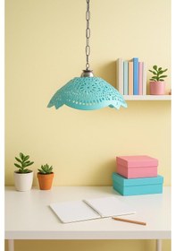 Resim Turkuaz Akrilik Avize Soft Modern Aydınlatma 35x35x12 Cm Turkuaz 