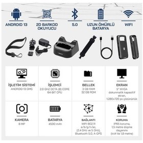 Resim Newland Mt90 Android 13 El Terminali 