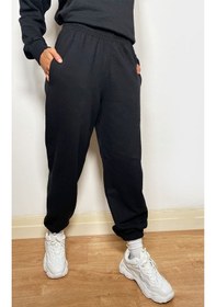 Resim Plt Minimal Eşofman Takımı Sweatshirt Jogger - Baskılı Oversize Bisiklet Yaka Şardonlu Lastik Paça Siyah 