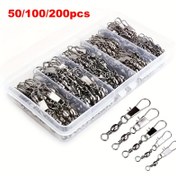 Resim 50/100/200 adet Yüksek Kaliteli B-Stil Dönüşlü Kancalı Bağlantılar, Dayanıklı Karbon Çelik Yapısı, Olta Aksesuarları, Avcılık & Balıkçılık Ekipmanları, Olta Kancası Klipsleri 