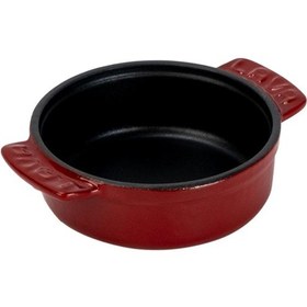 Resim Lava Döküm Yuvarlak Güveç Kabı Döküm Demir Yekpare Çift Kulplu Çap Ø 11cm.-bordo Bordo 