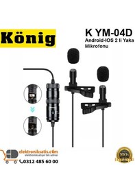 Resim König K Ym 04D Android Uyumlu iOS 2 Li Yaka Mikrofonu 