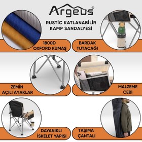 Resim 4 Adet Katlanır Kamp Sandalyesi ve Alüminyum Masa Seti - Rustic Dark - Kum 