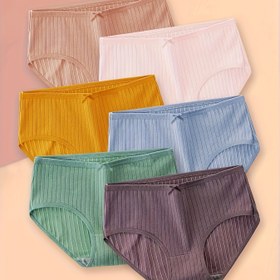 Resim 6 adet Kadın Külotlu Şalvar, Bej, Beyaz, Sarı, Açık Mavi, Yeşil, Mor, Kadın İç Çamaşırı, Minimalist İç Çamaşırı, Pürüzsüz Dokuma 